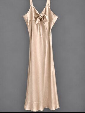 NWT Mi Ami Satin Slip Maxi Dress  Champagne/Ivory Size XL